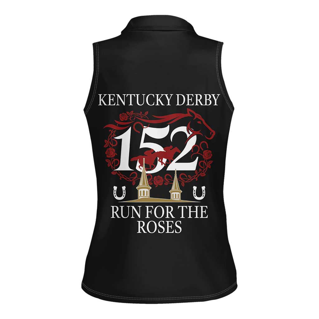Kentucky Horse Racing 152nd Women Sleeveless Polo Shirt Run for the Roses 2026 Black Edition