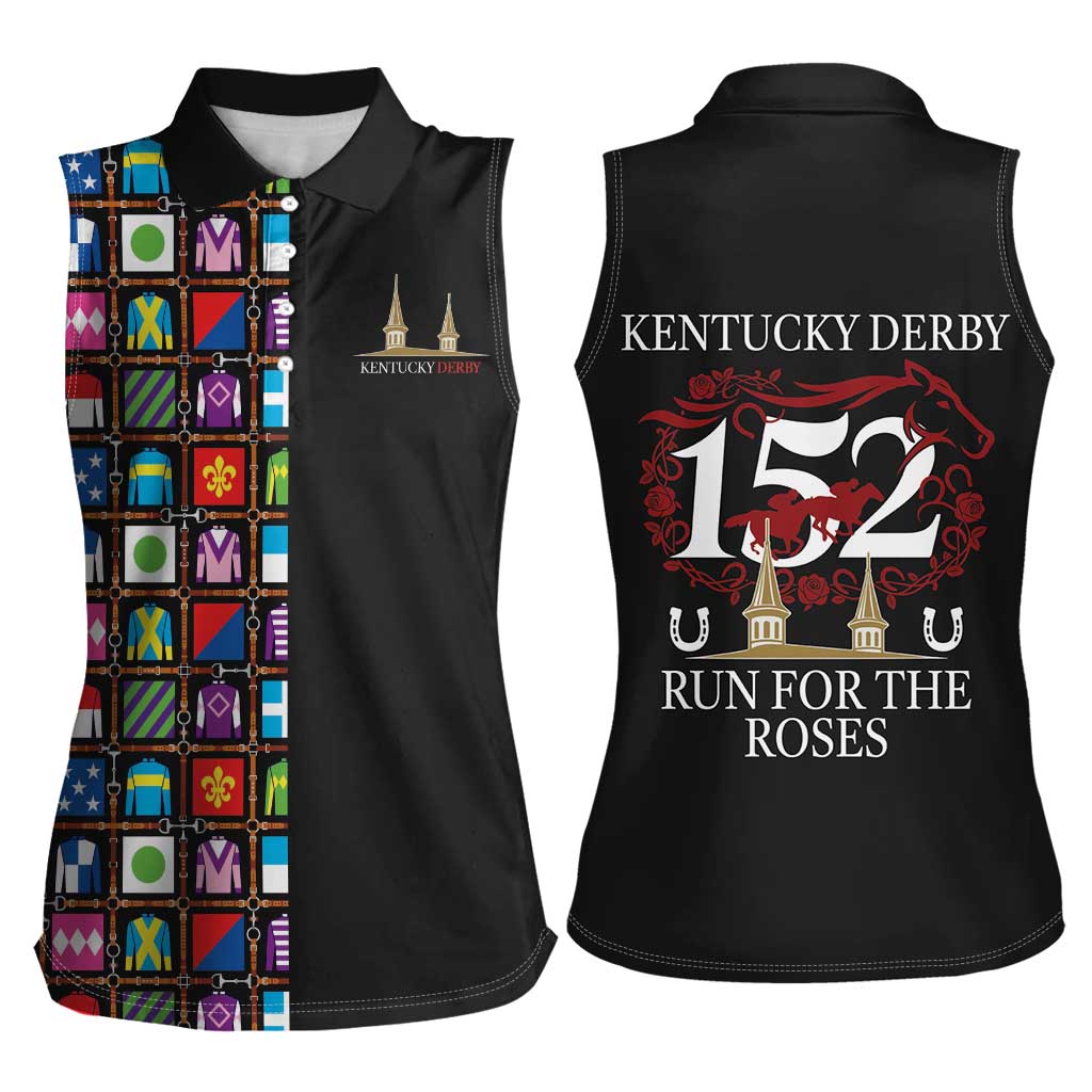 Kentucky Horse Racing 152nd Women Sleeveless Polo Shirt Run for the Roses 2026 Black Edition
