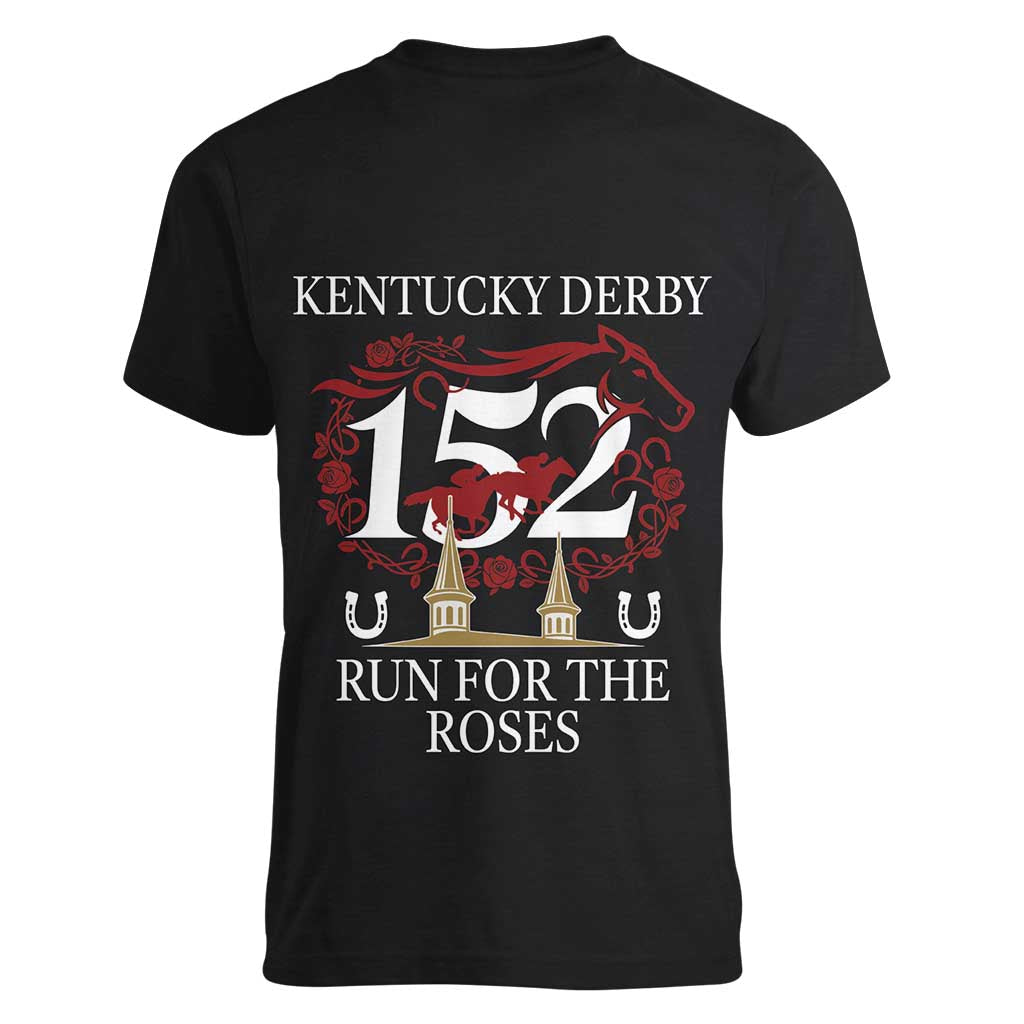 Kentucky Horse Racing 152nd Women V-Neck T-Shirt Run for the Roses 2026 Black Edition