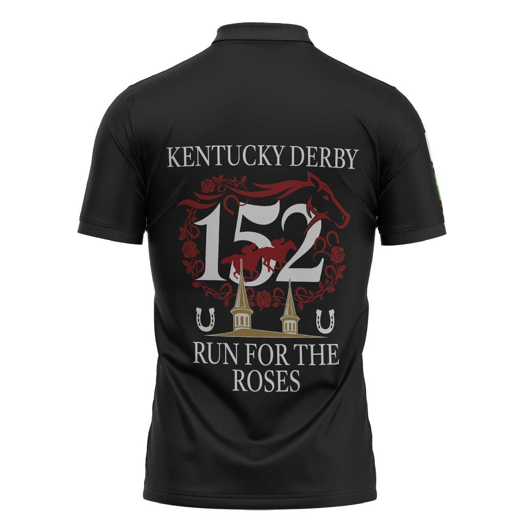 Kentucky Horse Racing 152nd Zipper Polo Shirt Run for the Roses 2026 Black Edition