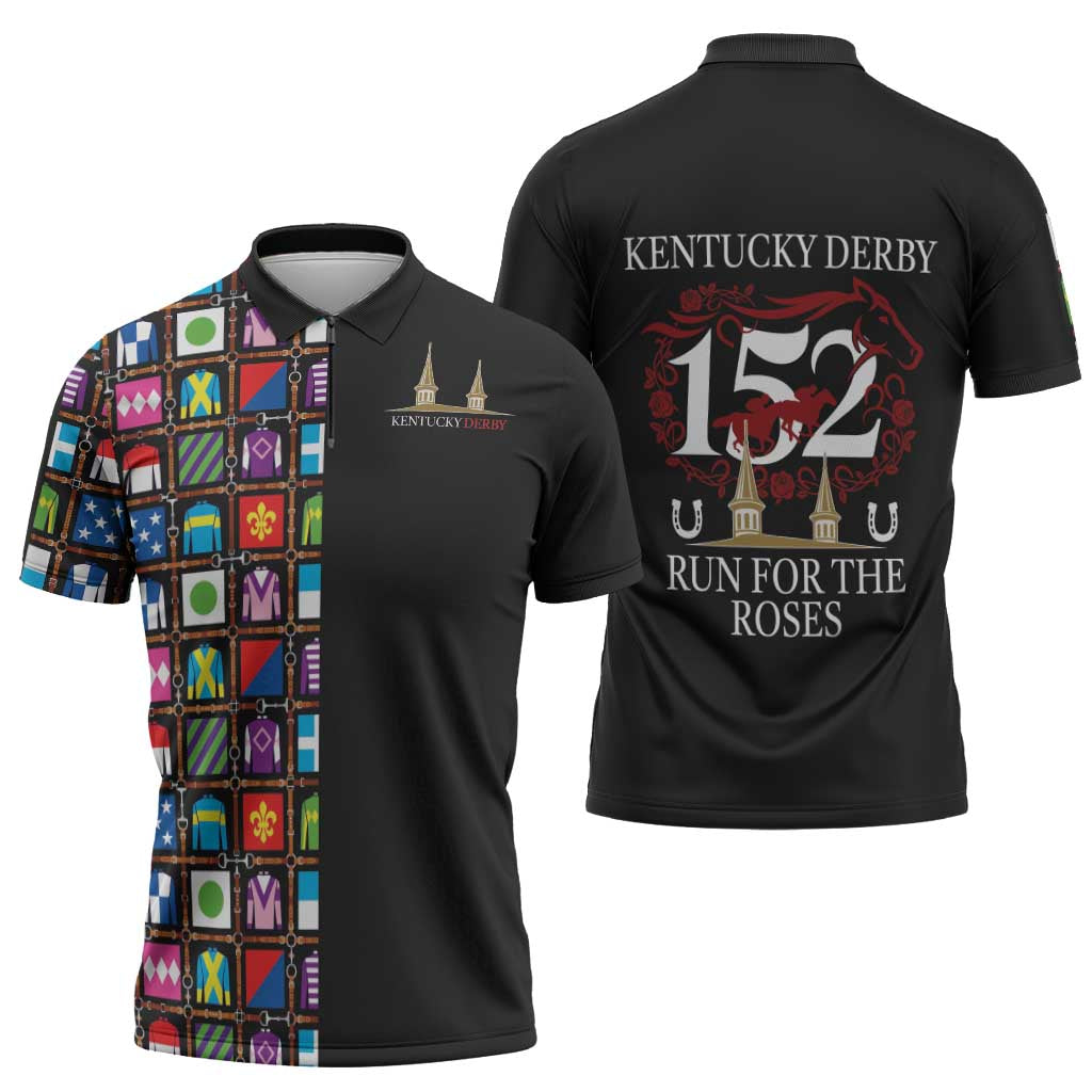 Kentucky Horse Racing 152nd Zipper Polo Shirt Run for the Roses 2026 Black Edition