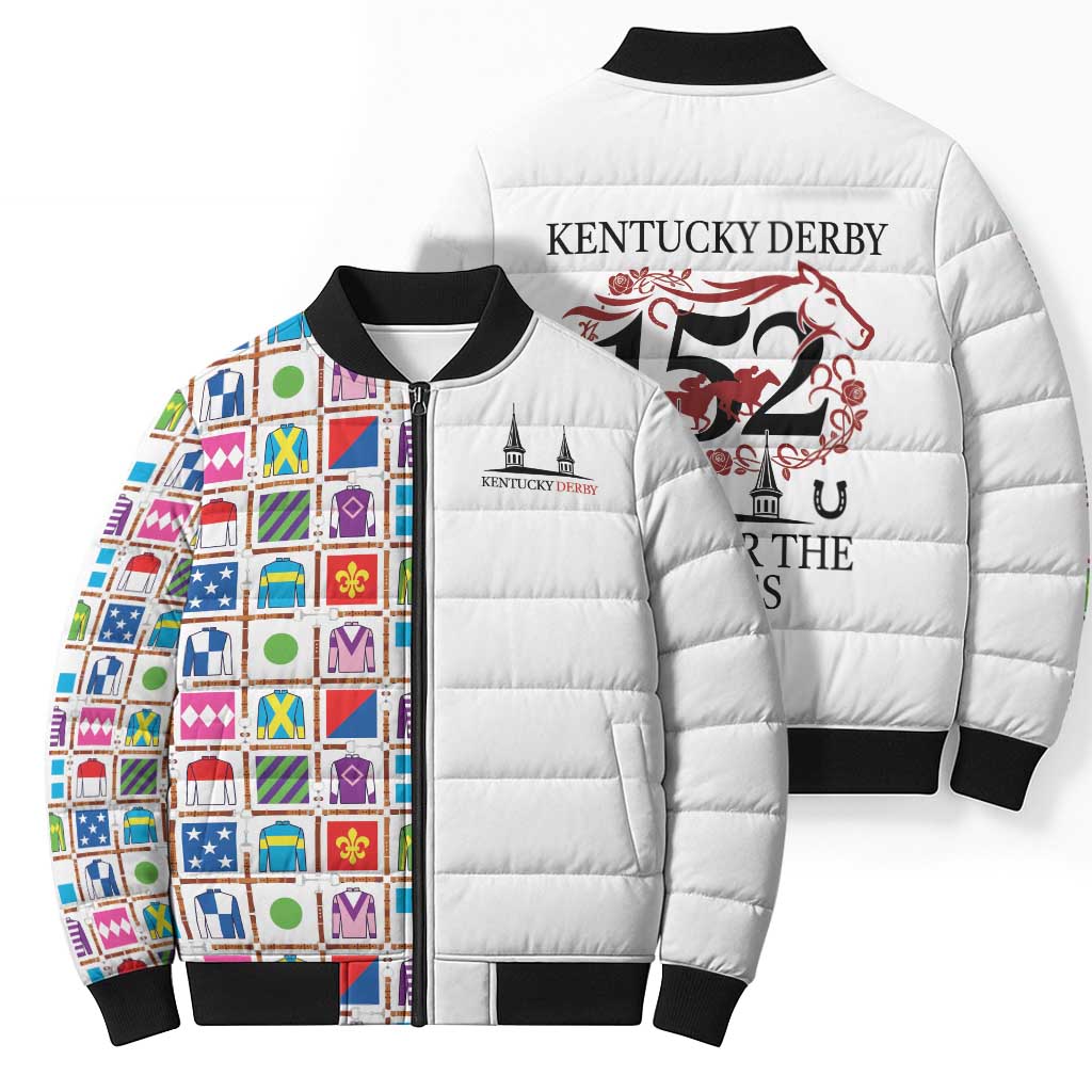 Kentucky Horse Racing 152nd Bomber Puffer Jacket Run for the Roses 2026 White Edition
