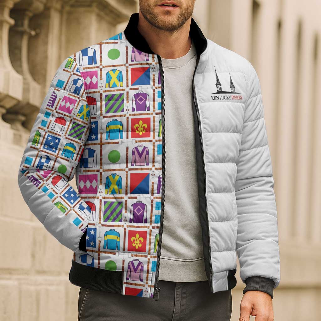 Kentucky Horse Racing 152nd Bomber Puffer Jacket Run for the Roses 2026 White Edition