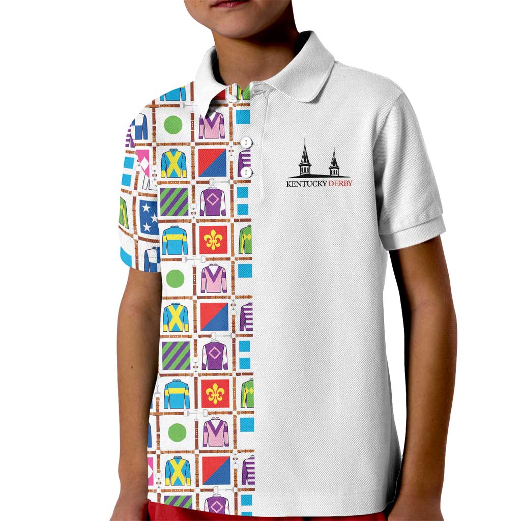 Kentucky Horse Racing 152nd Kid Polo Shirt Run for the Roses 2026 White Edition