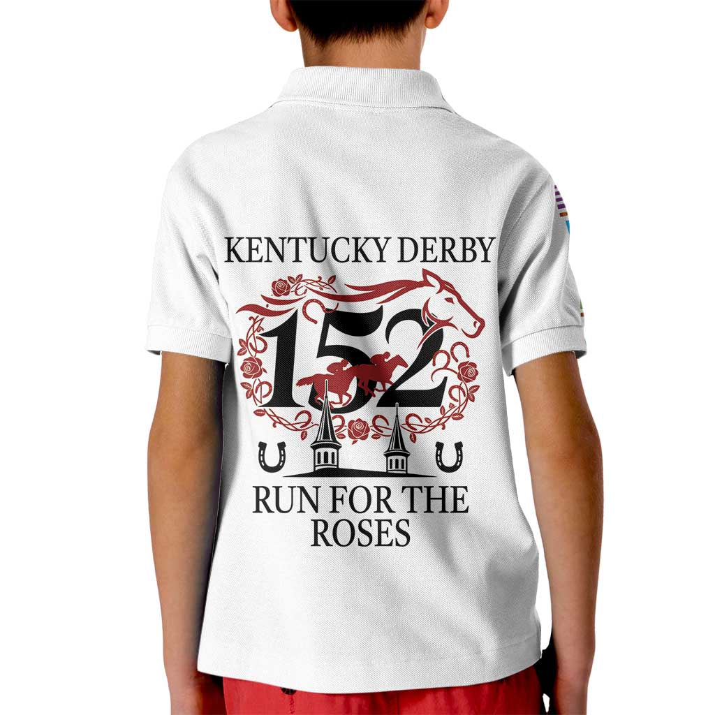Kentucky Horse Racing 152nd Kid Polo Shirt Run for the Roses 2026 White Edition