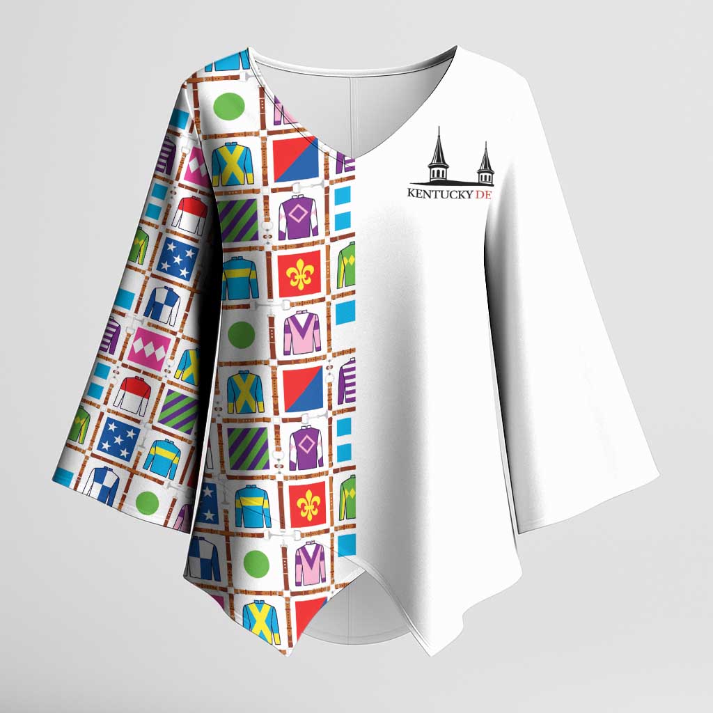 Kentucky Horse Racing 152nd Kimono Sleeve Blouse Run for the Roses 2026 White Edition