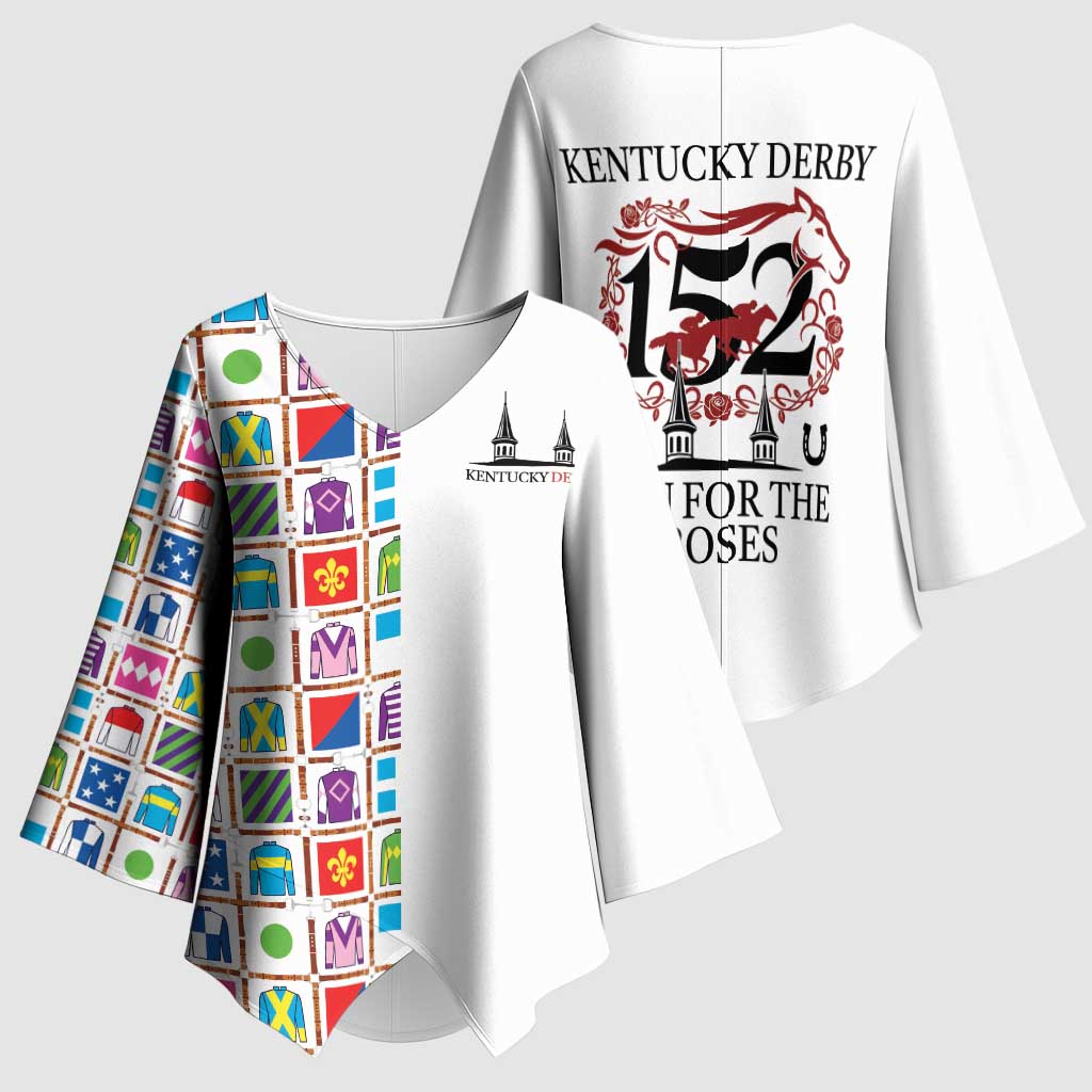Kentucky Horse Racing 152nd Kimono Sleeve Blouse Run for the Roses 2026 White Edition