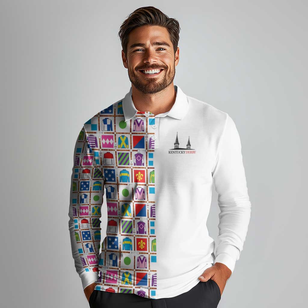 Kentucky Horse Racing 152nd Long Sleeve Polo Shirt Run for the Roses 2026 White Edition