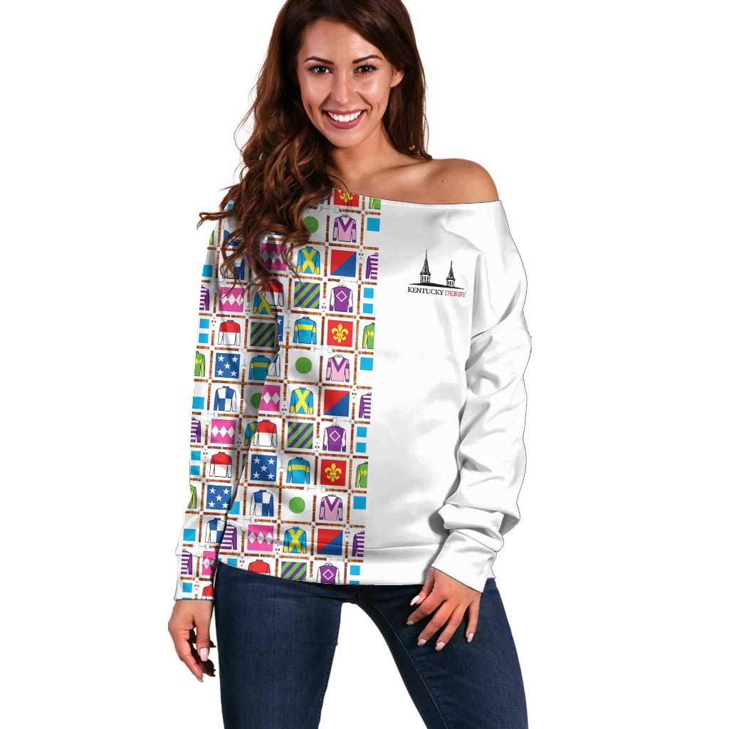 Kentucky Horse Racing 152nd Off Shoulder Sweater Run for the Roses 2026 White Edition