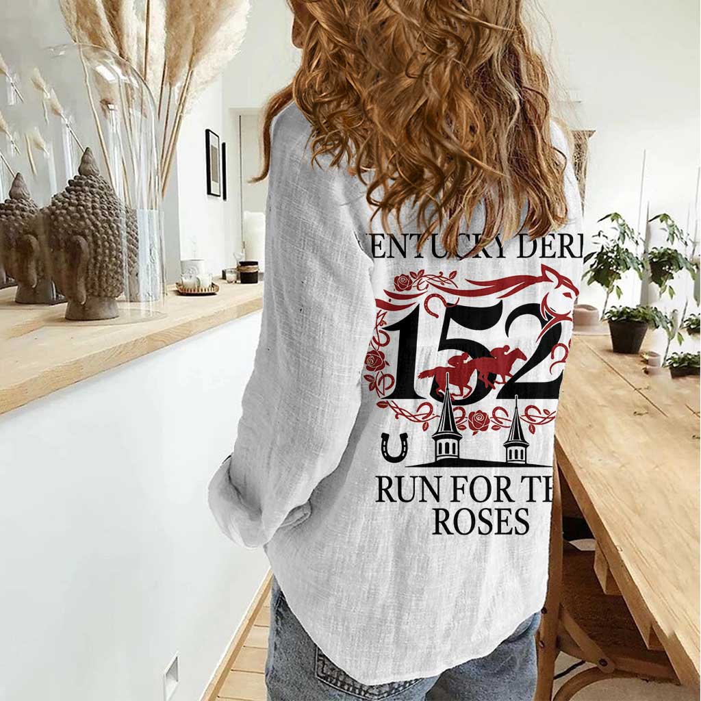 Kentucky Horse Racing 152nd Women Casual Shirt Run for the Roses 2026 White Edition