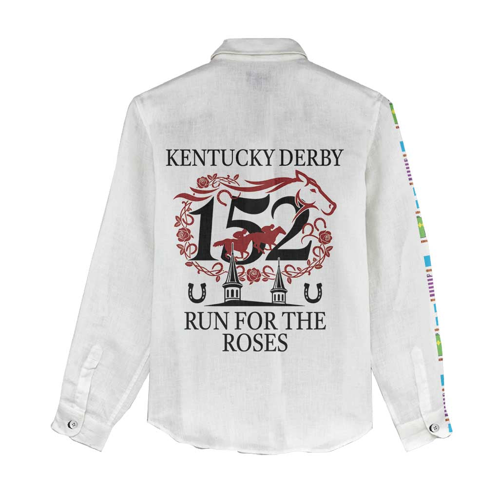 Kentucky Horse Racing 152nd Women Casual Shirt Run for the Roses 2026 White Edition