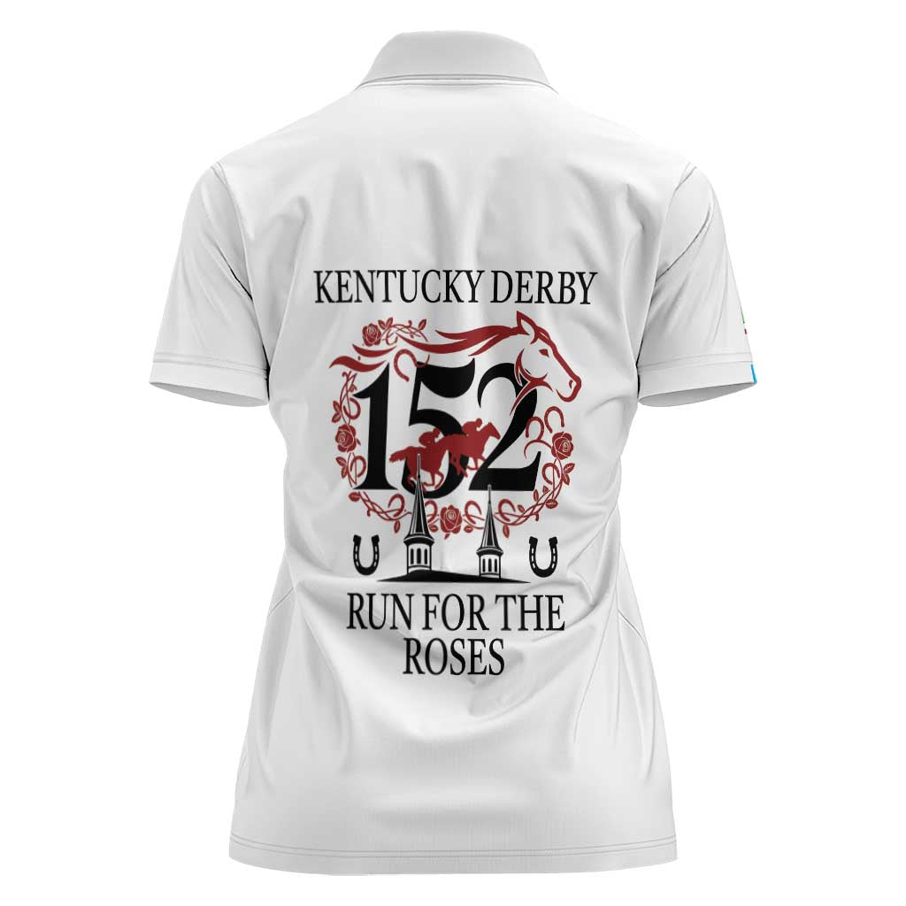 Kentucky Horse Racing 152nd Women Polo Shirt Run for the Roses 2026 White Edition