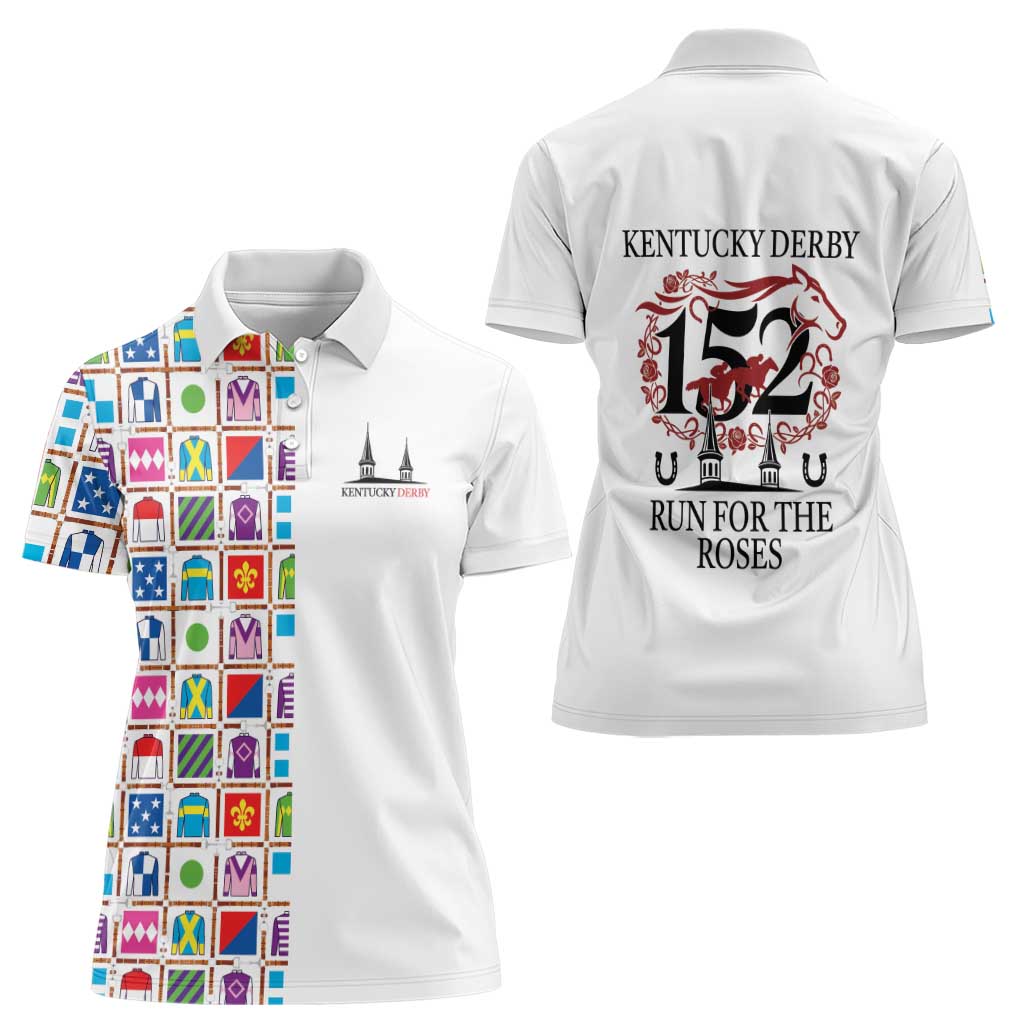 Kentucky Horse Racing 152nd Women Polo Shirt Run for the Roses 2026 White Edition
