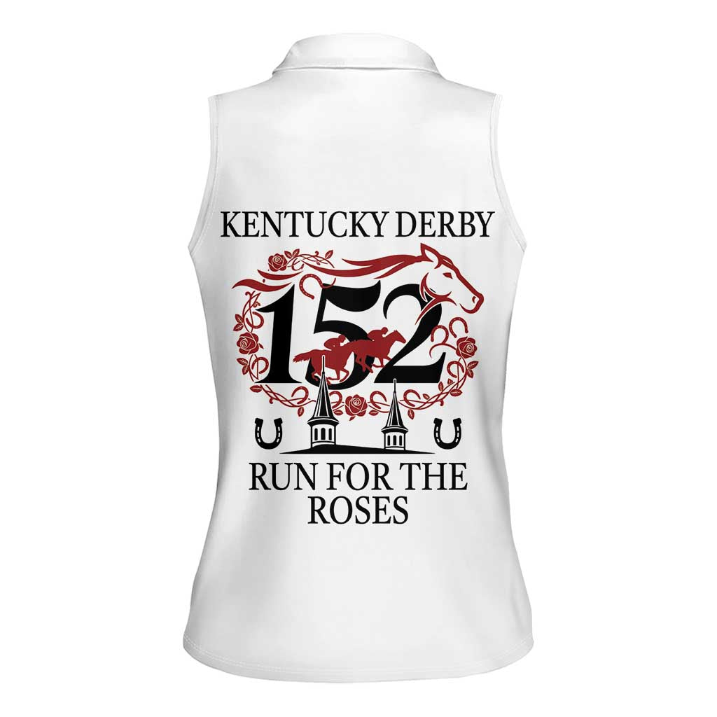 Kentucky Horse Racing 152nd Women Sleeveless Polo Shirt Run for the Roses 2026 White Edition
