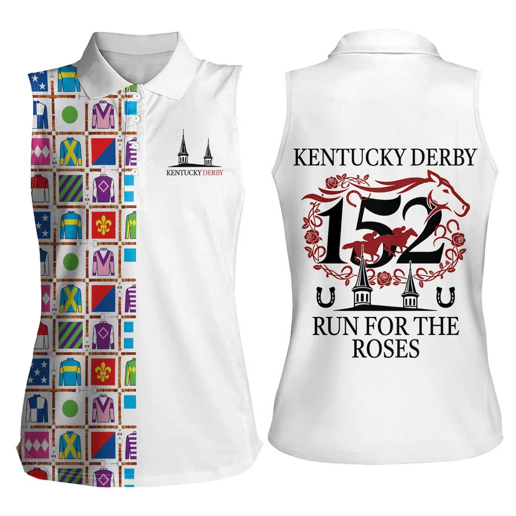 Kentucky Horse Racing 152nd Women Sleeveless Polo Shirt Run for the Roses 2026 White Edition