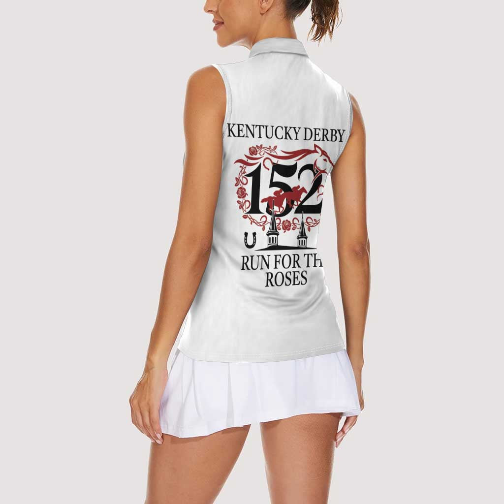 Kentucky Horse Racing 152nd Women Sleeveless Polo Shirt Run for the Roses 2026 White Edition