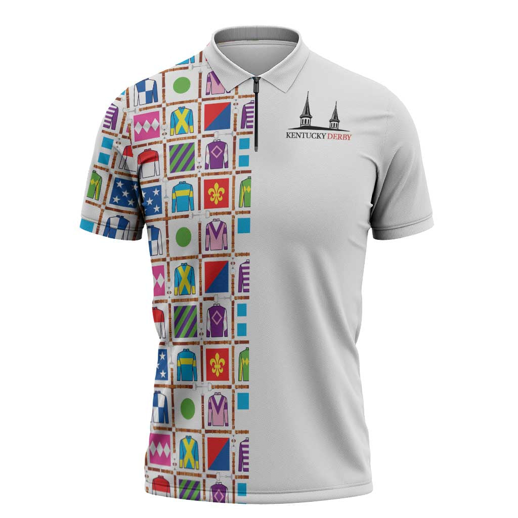 Kentucky Horse Racing 152nd Zipper Polo Shirt Run for the Roses 2026 White Edition