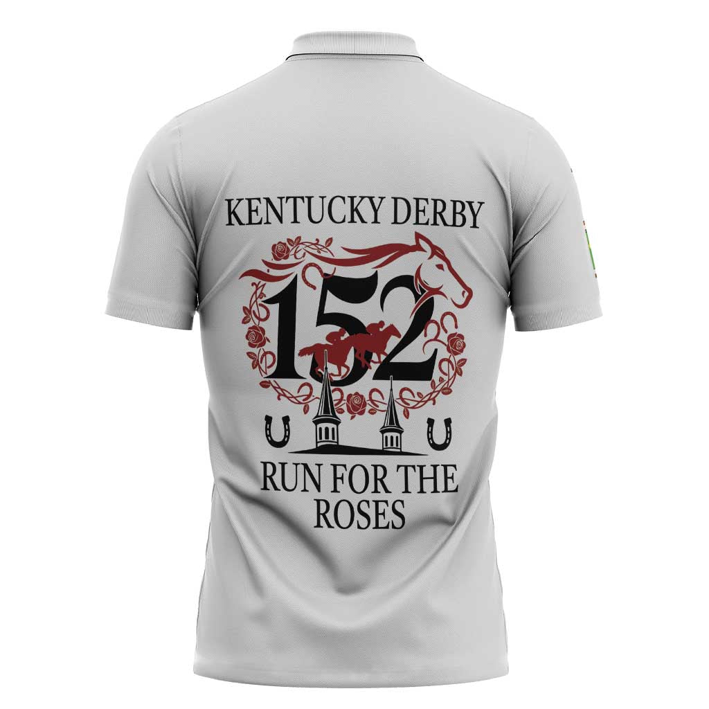 Kentucky Horse Racing 152nd Zipper Polo Shirt Run for the Roses 2026 White Edition