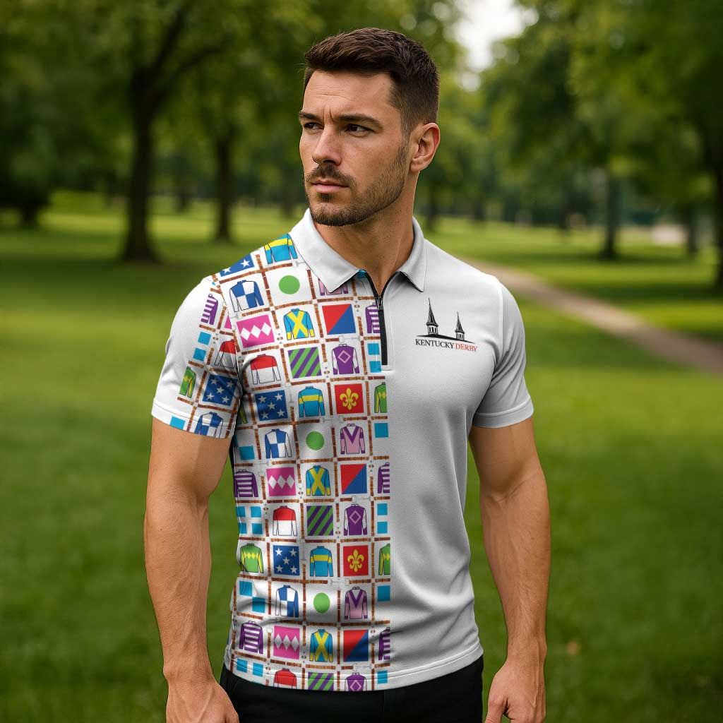 Kentucky Horse Racing 152nd Zipper Polo Shirt Run for the Roses 2026 White Edition