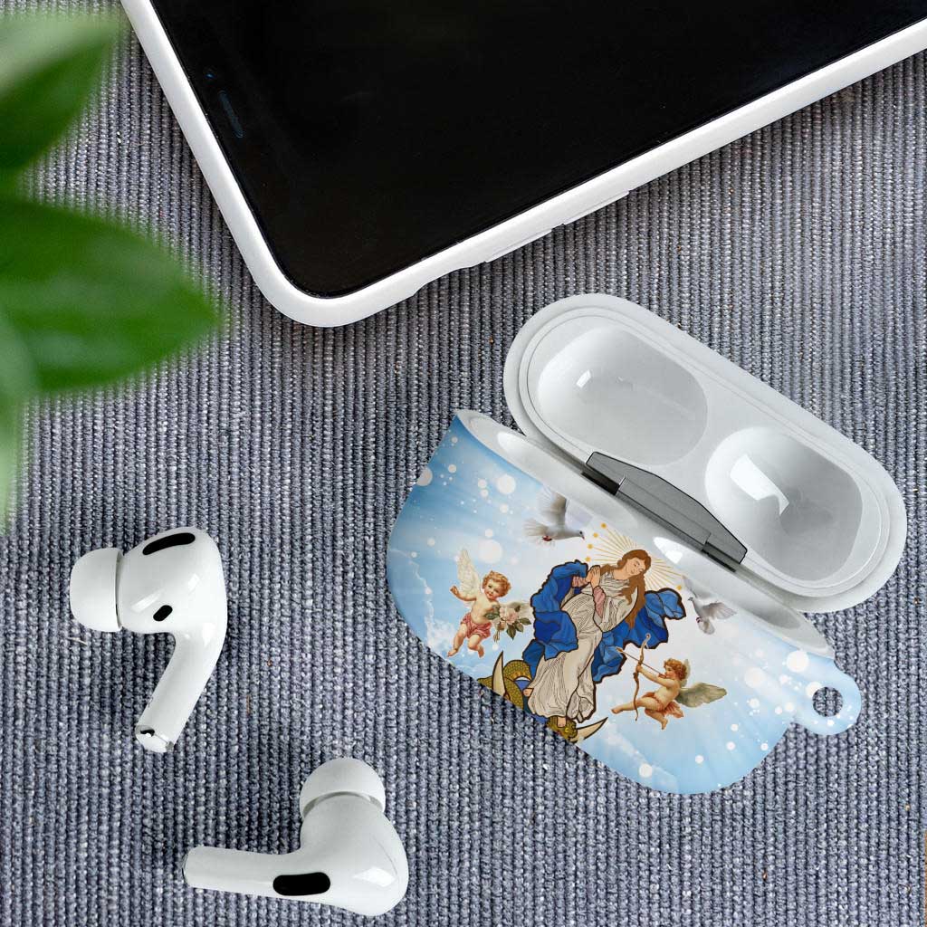 Italy Immaculate Conception Feast Day AirPods Case Virgin Mary with Cross And Lily Flower - Wonder Print Shop