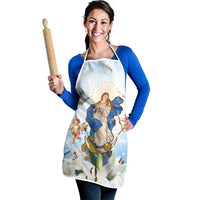Italy Immaculate Conception Feast Day Apron Virgin Mary with Cross And Lily Flower - Wonder Print Shop