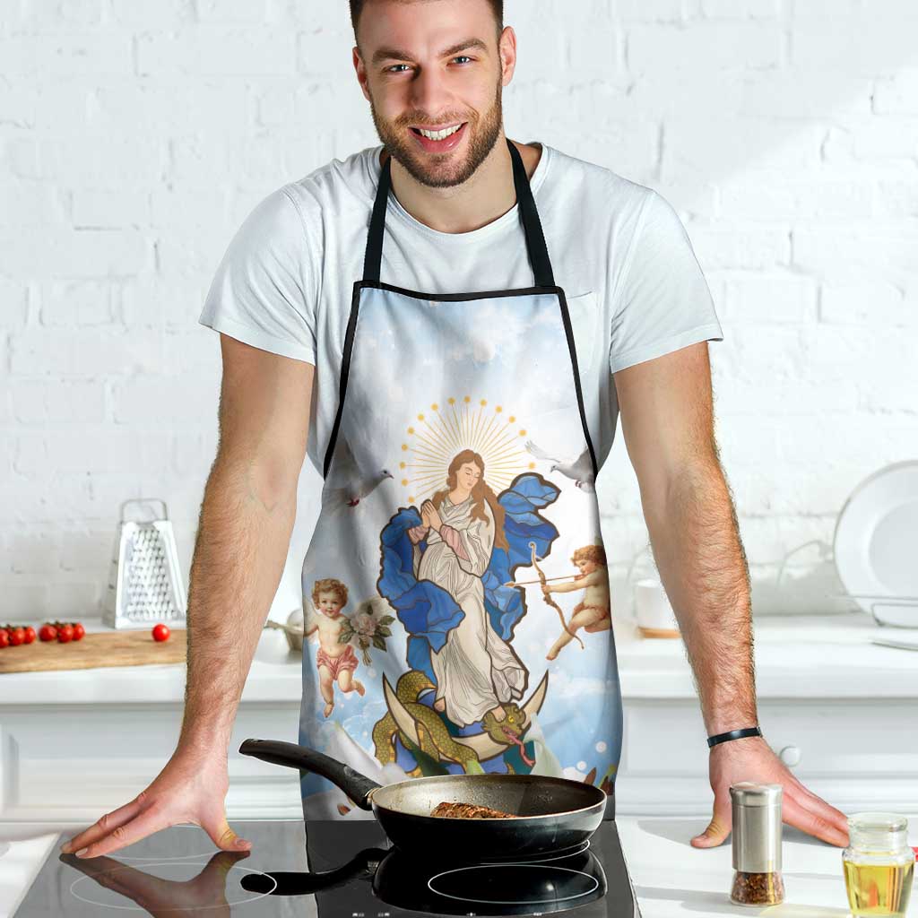 Italy Immaculate Conception Feast Day Apron Virgin Mary with Cross And Lily Flower - Wonder Print Shop