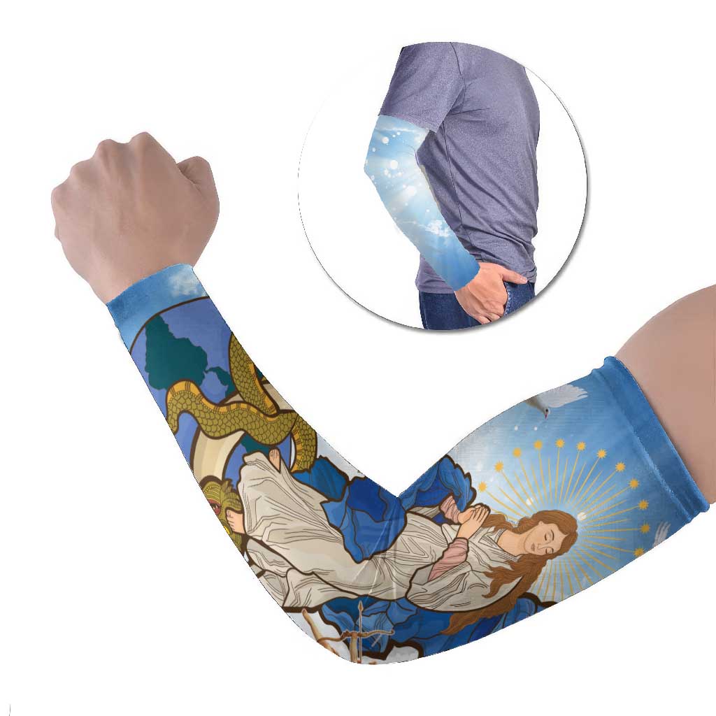 Italy Immaculate Conception Feast Day Arm Sleeves Virgin Mary with Cross And Lily Flower - Wonder Print Shop