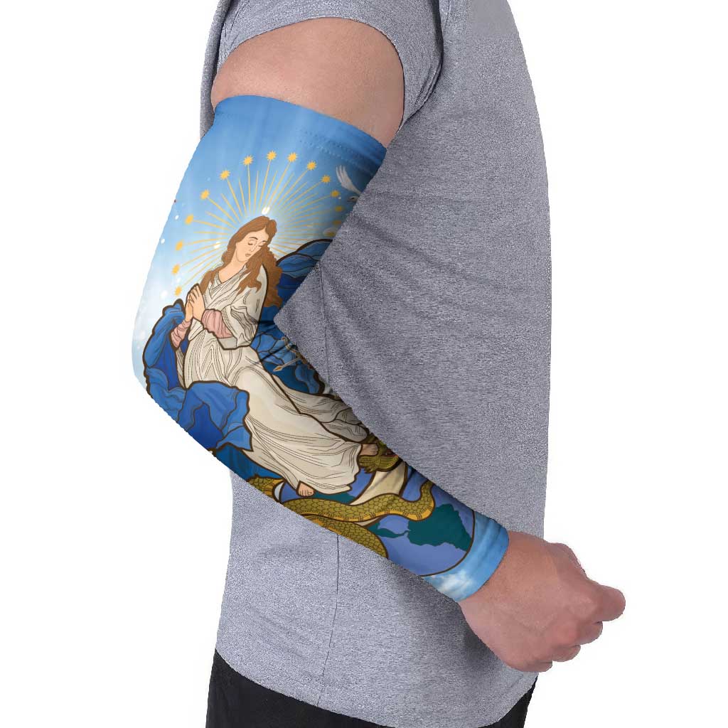Italy Immaculate Conception Feast Day Arm Sleeves Virgin Mary with Cross And Lily Flower - Wonder Print Shop