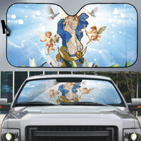 Italy Immaculate Conception Feast Day Auto Sun Shade Virgin Mary with Cross And Lily Flower - Wonder Print Shop