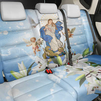 Italy Immaculate Conception Feast Day Back Car Seat Cover Virgin Mary with Cross And Lily Flower - Wonder Print Shop