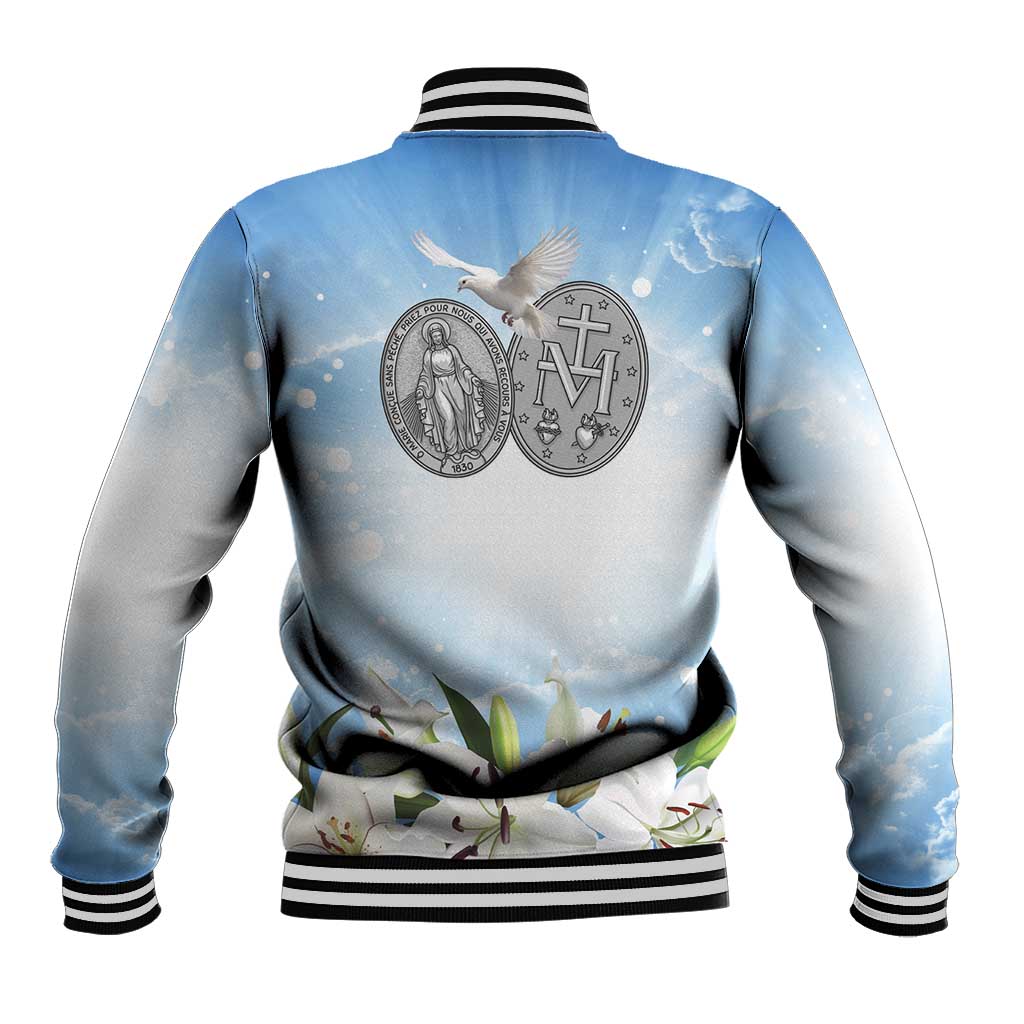 Italy Immaculate Conception Feast Day Baseball Jacket Virgin Mary with Cross And Lily Flower LT19