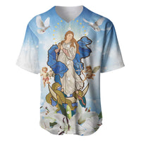 Italy Immaculate Conception Feast Day Baseball Jersey Virgin Mary with Cross And Lily Flower LT19