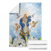 Italy Immaculate Conception Feast Day Blanket Virgin Mary with Cross And Lily Flower - Wonder Print Shop