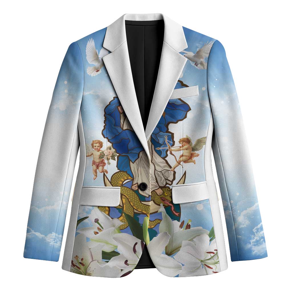 Italy Immaculate Conception Feast Day Blazer Virgin Mary with Cross And Lily Flower - Wonder Print Shop