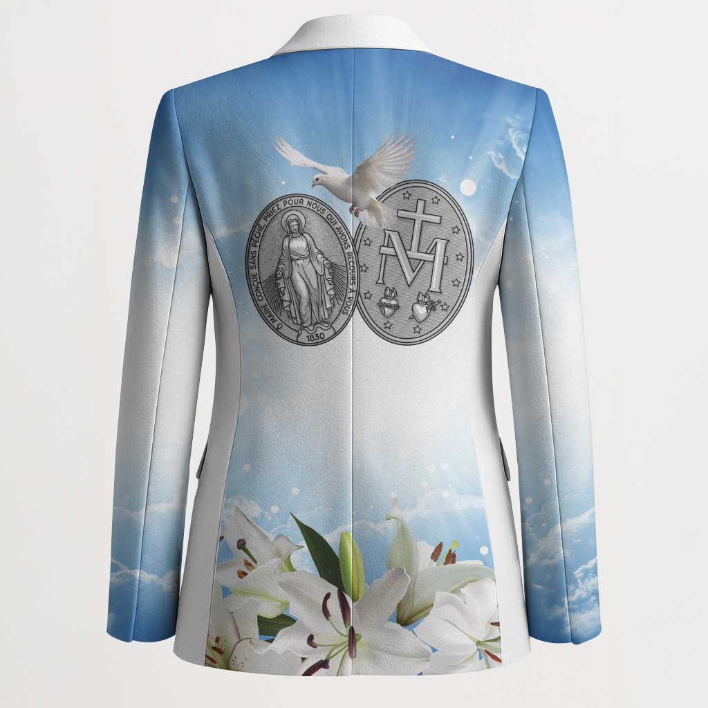 Italy Immaculate Conception Feast Day Blazer Virgin Mary with Cross And Lily Flower - Wonder Print Shop
