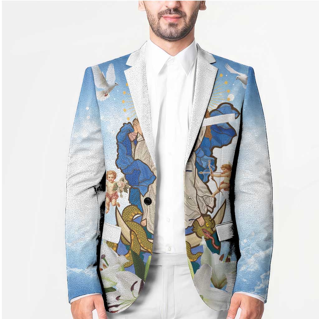 Italy Immaculate Conception Feast Day Blazer Virgin Mary with Cross And Lily Flower - Wonder Print Shop