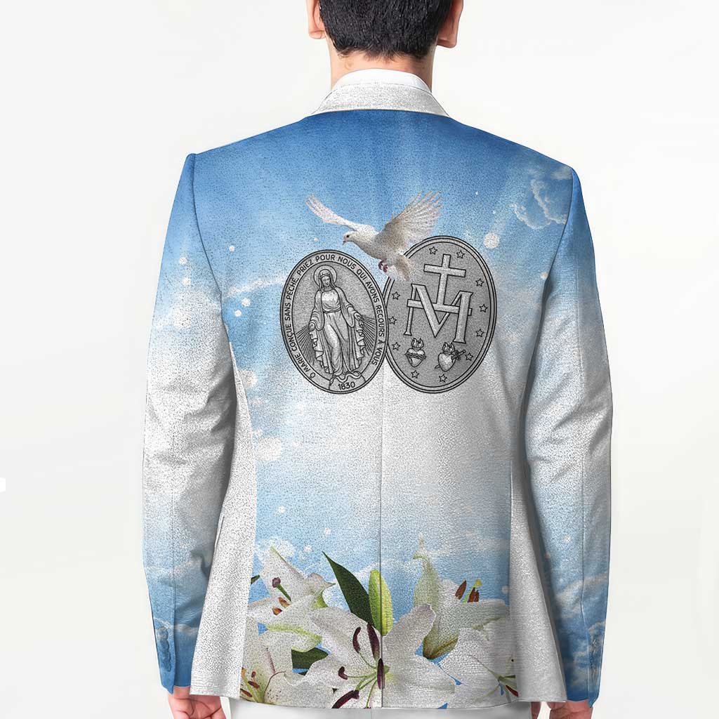 Italy Immaculate Conception Feast Day Blazer Virgin Mary with Cross And Lily Flower - Wonder Print Shop