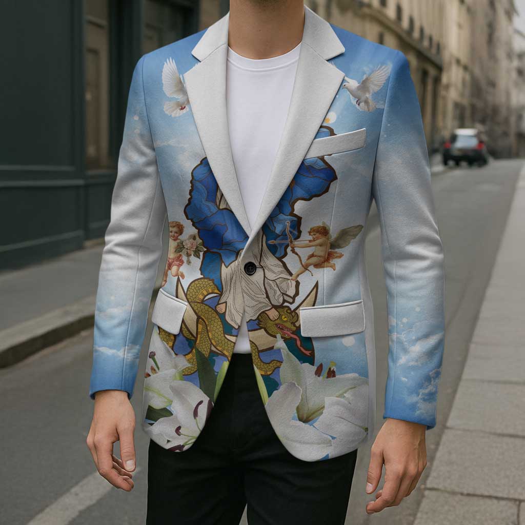 Italy Immaculate Conception Feast Day Blazer Virgin Mary with Cross And Lily Flower - Wonder Print Shop