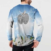 Italy Immaculate Conception Feast Day Button Sweatshirt Virgin Mary with Cross And Lily Flower LT19