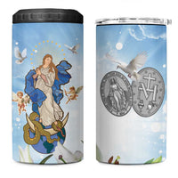 Italy Immaculate Conception Feast Day 4 in 1 Can Cooler Tumbler Virgin Mary with Cross And Lily Flower - Wonder Print Shop