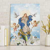 Italy Immaculate Conception Feast Day Canvas Wall Art Virgin Mary with Cross And Lily Flower - Wonder Print Shop