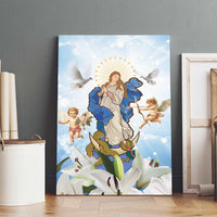 Italy Immaculate Conception Feast Day Canvas Wall Art Virgin Mary with Cross And Lily Flower - Wonder Print Shop
