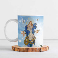 Italy Immaculate Conception Feast Day Ceramic Mug Virgin Mary with Cross And Lily Flower - Wonder Print Shop