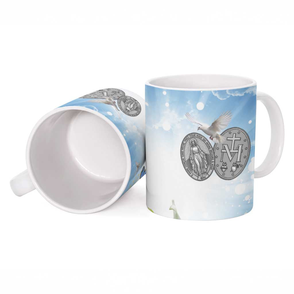 Italy Immaculate Conception Feast Day Ceramic Mug Virgin Mary with Cross And Lily Flower - Wonder Print Shop