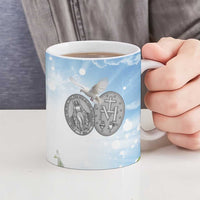 Italy Immaculate Conception Feast Day Ceramic Mug Virgin Mary with Cross And Lily Flower - Wonder Print Shop