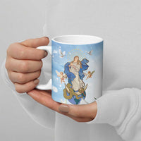 Italy Immaculate Conception Feast Day Ceramic Mug Virgin Mary with Cross And Lily Flower - Wonder Print Shop