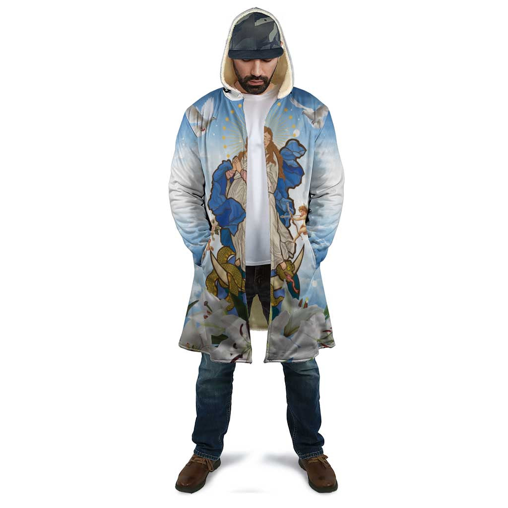 Italy Immaculate Conception Feast Day Cloak Virgin Mary with Cross And Lily Flower - Wonder Print Shop