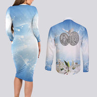 Italy Immaculate Conception Feast Day Couples Matching Long Sleeve Bodycon Dress and Long Sleeve Button Shirt Virgin Mary with Cross And Lily Flower LT19
