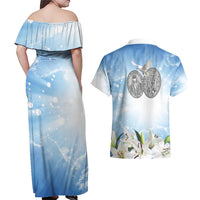 Italy Immaculate Conception Feast Day Couples Matching Off Shoulder Maxi Dress and Hawaiian Shirt Virgin Mary with Cross And Lily Flower LT19