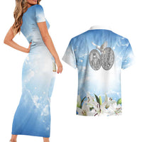 Italy Immaculate Conception Feast Day Couples Matching Short Sleeve Bodycon Dress and Hawaiian Shirt Virgin Mary with Cross And Lily Flower LT19